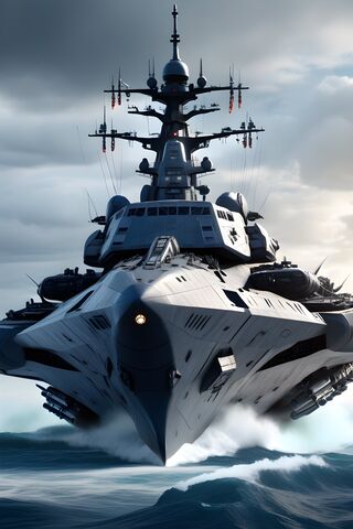 Futuristic Battleship on the Horizon 🌊⚓️
