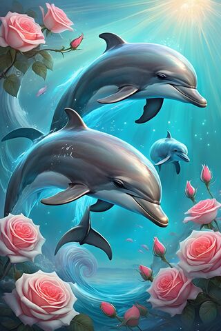 Dolphin Dance Among Ros..