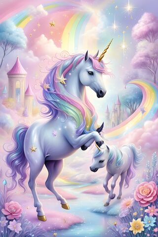 Enchanted Unicorns in a Dreamy Landscape 🌈🦄