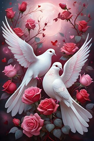 Victorian Roses and Doves