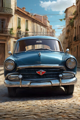Classic Charm on Cobblestone Streets 🚗✨