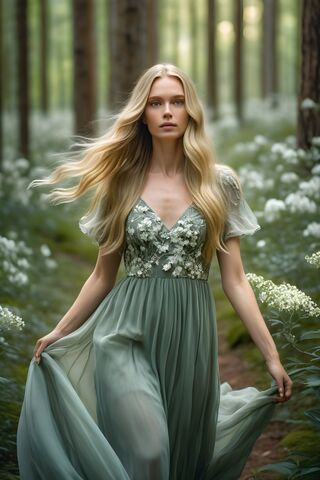 Woman With Sage Green Dress