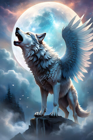Majestic Winged Wolf Un..