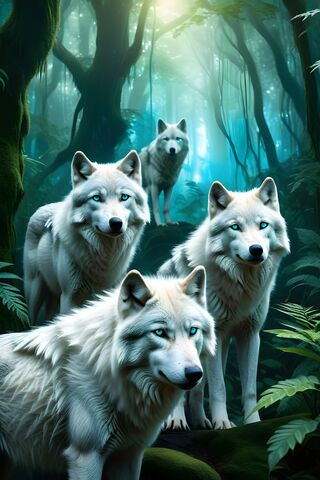 White Wolf Pack Amid Ra..