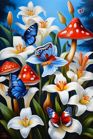 White Red Butterflies