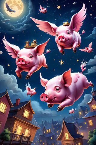 Flying Pigs Under the Moon 🌙🐷✨