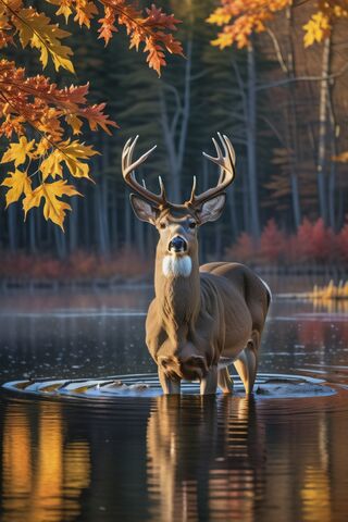 Majestic Buck in Autumn Reflections 🍂🦌