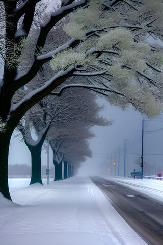 Winter Wonderland: A Snowy Roadway ❄️🌨️