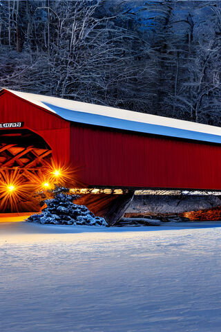 Winter's Embrace at the Covered Bridge