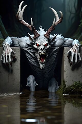 Wendigo Emerging From A Drain Pipe