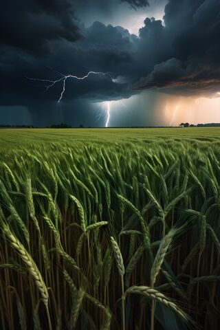 Wheat Field With Stormy Clouds