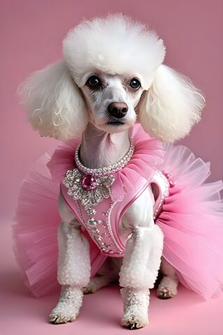 White Poodle In Pink Tutu