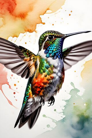 Watercolor Hummingbird