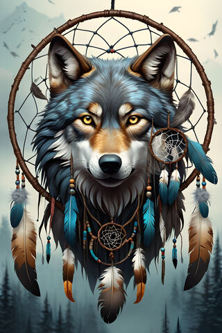 Majestic Wolf Dreamcatcher 🌙🐺