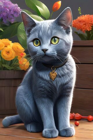 Adorable Gray Cat Among..