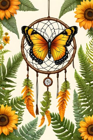 Yellow Butterfly & A Dream Catcher