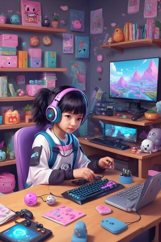 Gamer Girl's Cozy Setup..