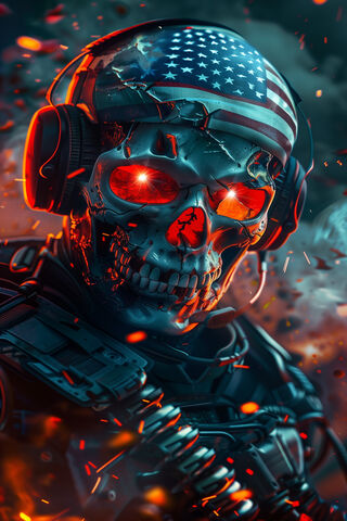 The Fiery Guardian: A Skull in Battle' 🔥💀