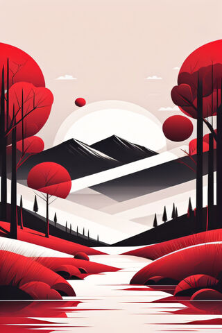 Vibrant Red Landscape 🌄❤️