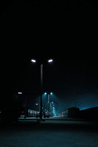 Nighttime Train Station..