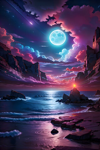 Enchanted Moonlit Shore 🌌🌊