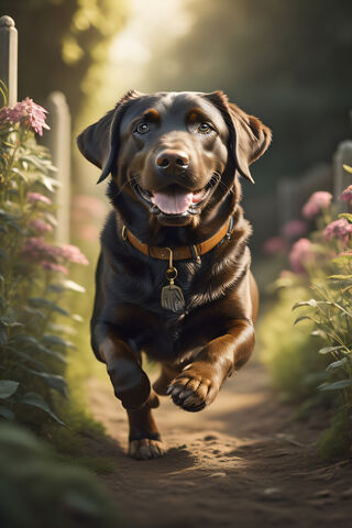 Joyful Labrador in Blooming Path 🌼🐕