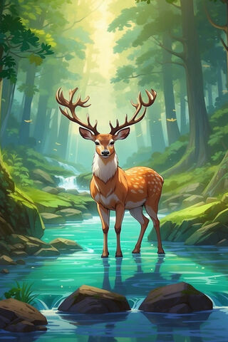 Majestic Stag in a Serene Forest 🌲🦌