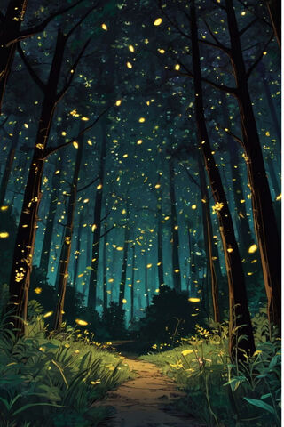Fire Flies In A Forest