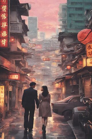 Romantic Stroll in a Neon City 🌆❤️