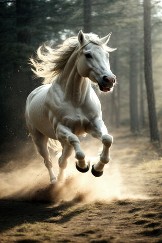 Majestic White Stallion in Motion 🌟🐎