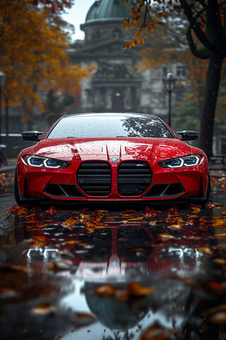 Sleek Red Beauty in the Rain 🌧️🚗