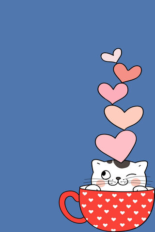 Cute Cat in a Cup of Lo..