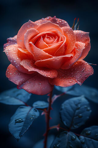 Rose With Dew Drops In ..