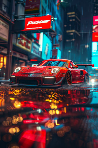 Speed in the Rain: A Porsche's Urban Adventure 🚗💨