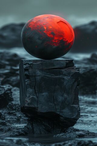Mystical Orb on a Rocky Pedestal 🌌🔴