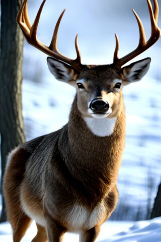 Majestic Whitetail Buck in Winter Wonderland 🦌❄️
