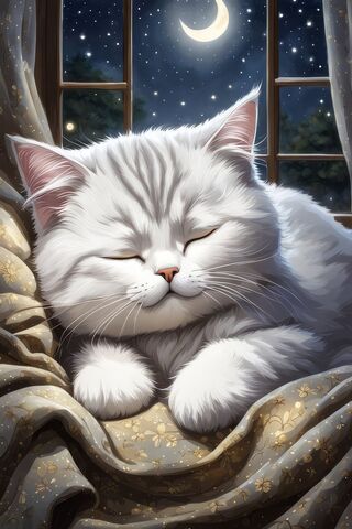 Dreamy Whiskers Under the Moonlight 🌙🐾