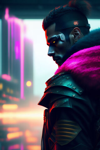 Neon Cyberpunk Warrior ..