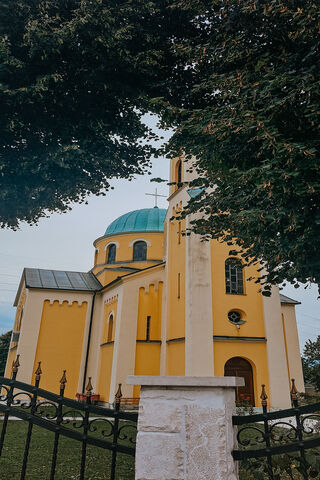Charming Yellow Church Under the Trees 🌳⛪