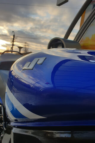 Shiny Blue Motorcycle T..