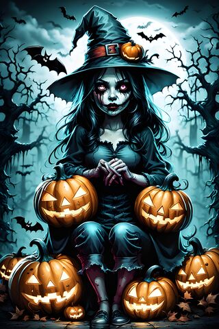 Spooky Witch and Her Pumpkin Friends 🎃🧙‍♀️