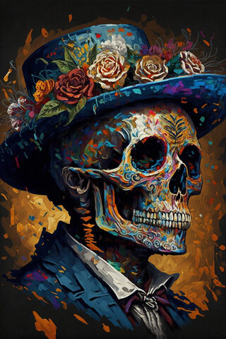 Colorful Skull in a Top..