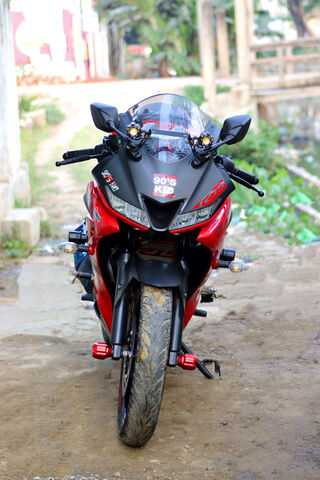Sleek Red Sportbike Rea..