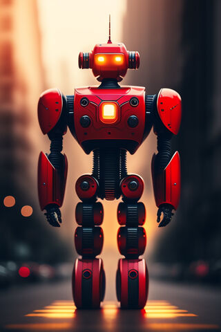 Futuristic Red Robot in..