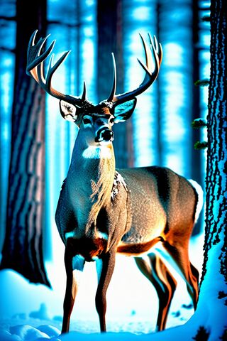 Majestic Stag in a Winter Wonderland 🦌❄️
