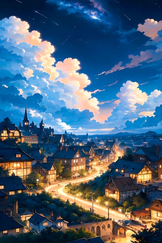 Enchanted Evening in a Fantasy Village 🌌🏰