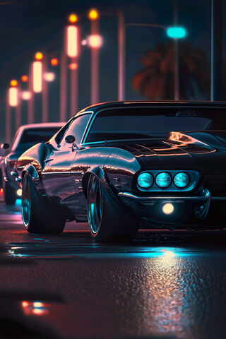 Nighttime Muscle Car Magic 🌌🚗