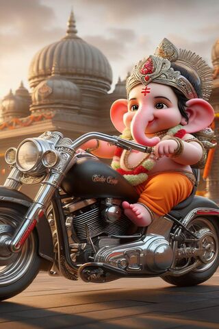 Ganesh on a Motorcycle: A Divine Ride! 🐘🏍️
