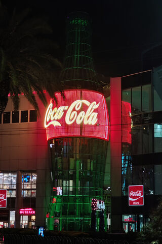 Iconic Coca-Cola Bottle at Night 🌟🥤