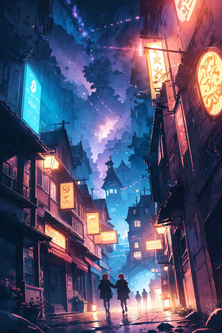 Enchanted Night in a Neon City 🌌✨